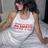 Bxoxo American retro streetwear aesthetic women's tank top hip hop punk harajuku casual rock geometric letter print sexy baby crop top